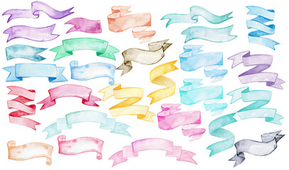 collection of vintage watercolor pastel banners, 300 dpi png , graphic resources for logos, invitati