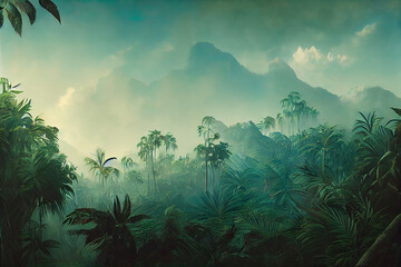 Poster - Tropical jungles of South Western Asia. Nature wallpaper, background.