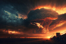 Fantastic Sky Presages Apocalypse, Dramatic, Fantastic, Art Illustration