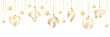 © elinka_art - Christmas Poster of Christmas Background with golden Christmas decorations on white.