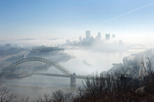 An Early Morning Fog Hangs Over Pittsburgh Pennsylvania.