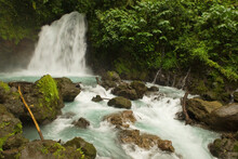 View Of A Waterfall In La Fortuna, Costa Rica.