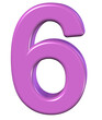 Number 6 in 3d pink color