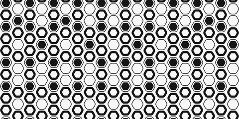 Fototapete - Black and white hexagons create a seamless textural ornament. Vector for print and different design.