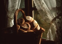 Closeup Shot Of A Basket Of Fresh Bread