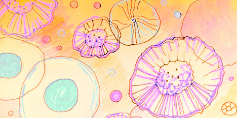 Wall Mural - Funny Bacteria. Multicolored Cancer Cell