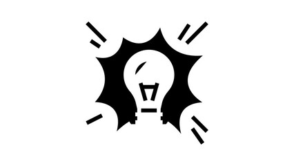 Poster - bright light bulb glyph icon animation