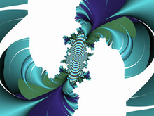 Green Blue Fractal, Abstract Background With Swirls
