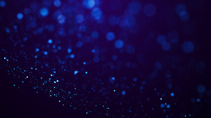 Wall Mural - magical sparkles of light form abstract structures. blue glow particles with amazing bokeh for fanta