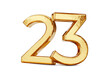 golden 23 symbol as age or as year 2023 3d-illustration