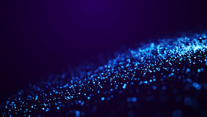 Wall Mural - magical sparkles of light form abstract structures. blue glow particles with amazing bokeh for fanta