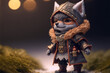 Tiny cute and adorable Wolf as adventurer dressed in christmas outfit,digital art,illustration,Design