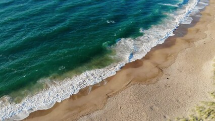 Canvas Print - Aerial drone view of Atlantic ocean shore line in Brittany, France