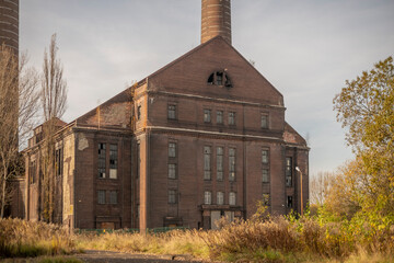 Wall Mural - Old epic legendary historic brick abandoned power plant in Silesia, Poland