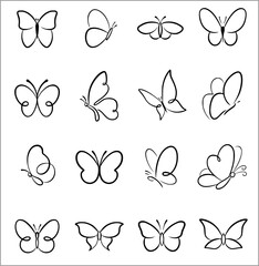 simple butterfly insect outline vector svg line art