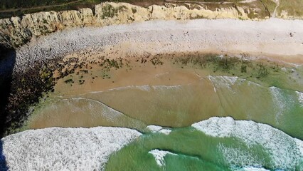 Wall Mural - Aerial drone view of Atlantic ocean shore line in Brittany, France