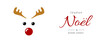Merry Christmas and Happy New Year lettering in French (Joyeux Noël et Bonne Année) with reindeer. Christmas banner concept