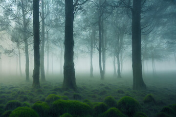  misty dawn in the forest