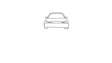 Wall Mural - Self drawing animation of single line draw car shaped car key. Keyring, remote control key in vehicle interior. Electronic key with little car shape keyring. Continuous line draw. Full length animated