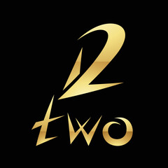 Golden Symbol for Number 2 on a Black Background - Icon 6