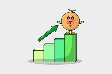 Wall Mural - Melon cute businessman mascot character with a deflation chart cartoon style design