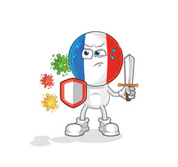 Sticker - france against viruses cartoon. cartoon mascot vector