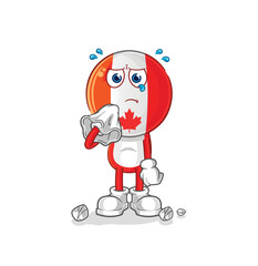 Sticker - canada cry with a tissue. cartoon mascot vector