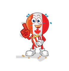 Sticker - canada fan with popcorn illustration. character vector