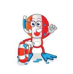 Poster - canada swimmer with buoy mascot. cartoon vector