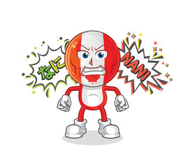 Sticker - canada anime angry vector. cartoon character