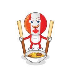 Wall Mural - canada eat noodle cartoon. character mascot vector