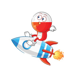 Wall Mural - poland ride a rocket cartoon mascot vector