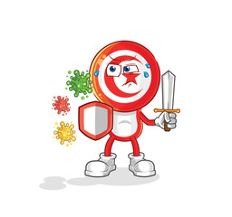 Sticker - tunisia against viruses cartoon. cartoon mascot vector