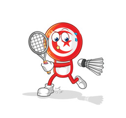 Wall Mural - tunisia playing badminton illustration. character vector