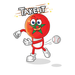 Poster - morocco throwing baseball vector. cartoon character