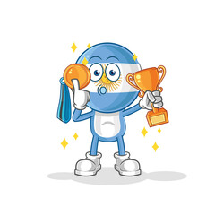 Sticker - argentina winner with trophie. cartoon character