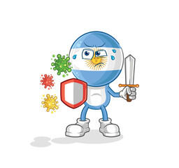 Sticker - argentina against viruses cartoon. cartoon mascot vector