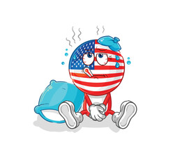 Sticker - america sick vector. cartoon character