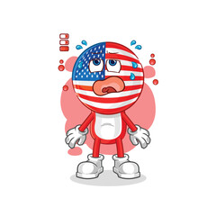 Sticker - america low battery mascot. cartoon vector