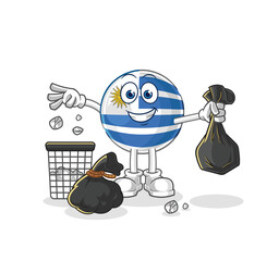 Sticker - uruguay Throw garbage mascot. cartoon vector