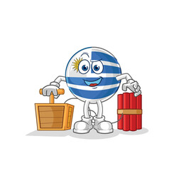 Sticker - uruguay holding dynamite detonator. cartoon mascot vector