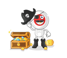 Poster - japan pirate with treasure mascot. cartoon vector