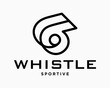 Set Icon Whistle Style Symbol Sport Football Soccer Ice Hockey Judge Referee Brand Design Vector 