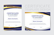 Elegant certificate template in blue and golden