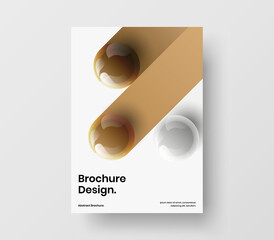 Geometric realistic balls poster template. Simple handbill A4 design vector illustration.
