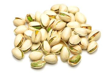 Wall Mural - Pistachios on a white background