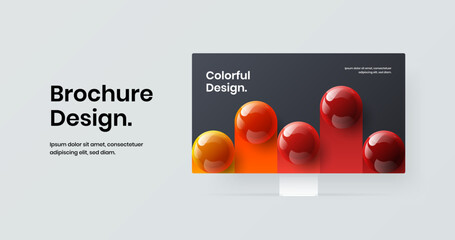 Poster - creative computer monitor mockup banner concept. bright website screen design vector illustration.