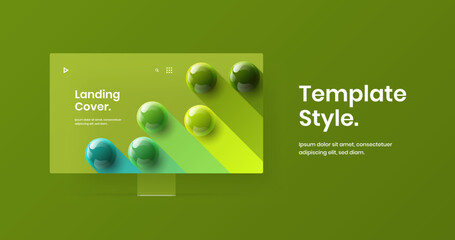 Vivid computer monitor mockup landing page illustration. Minimalistic web project vector design layout.
