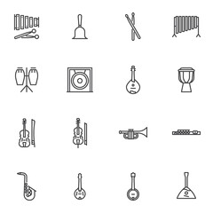 Wall Mural - Musical instruments line icons set