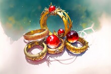 Title: Twelve Days Of Christmas Illustration - Five Golden Rings